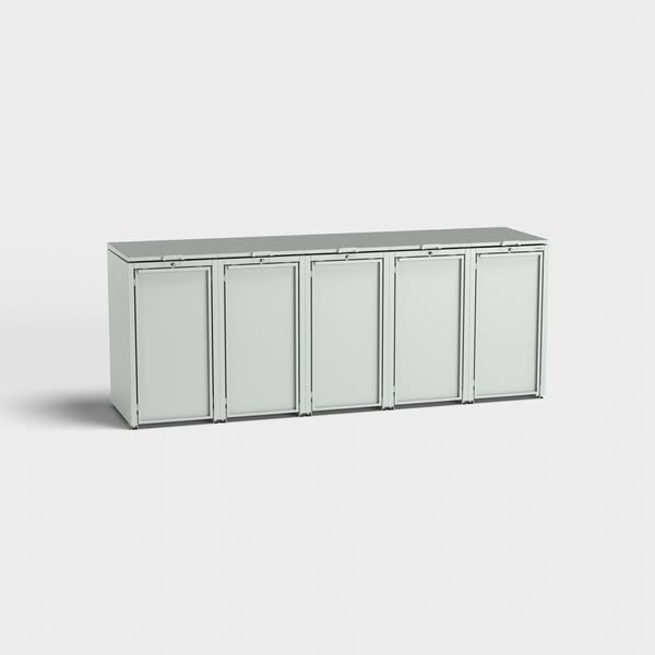 Garbage bin box 5er (240l) | Stahlfred | White gray (RAL7035) | with lid | made of robust steel
