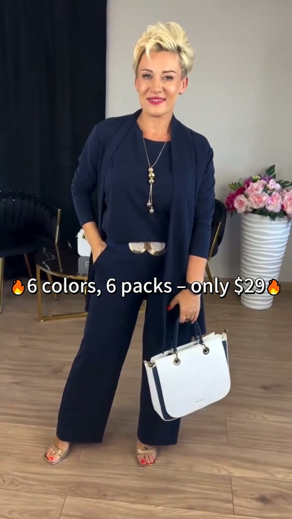 Elegant 3-Piece Set (Cardigan + Top + Pants) 6-Pack Only $29 – Effortless Elegance