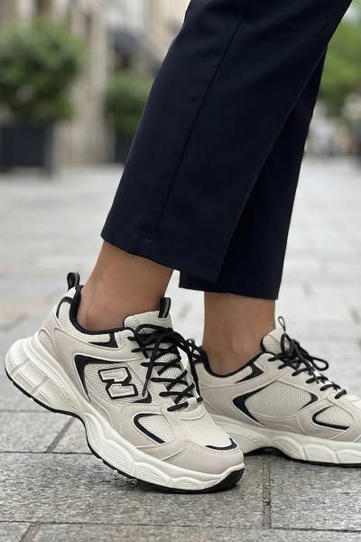 Μπεζ Chunky Sneakers με Mesh κ Πολυεπίπεδες Επενδύσεις