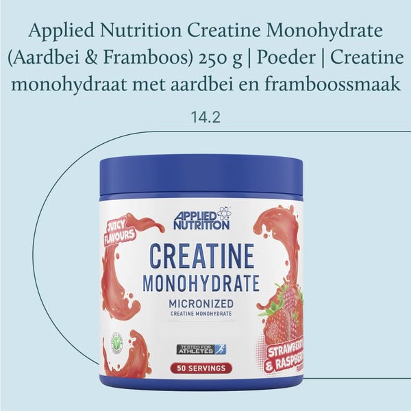 Applied Nutrition Creatine Monohydrate (Aardbei & Framboos) 250 g | Poeder | Creatine monohydraat met aardbei en framboossmaak