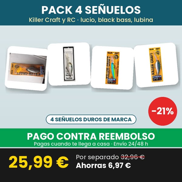 4 señuelos de marca · 25,99 €