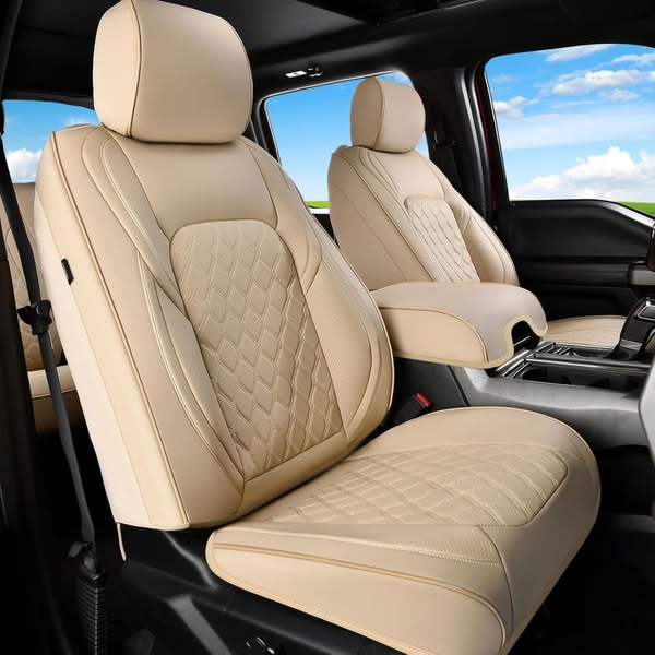 Huidasource F150 F250 F350 Front&Rear Leather Seat Covers Fit for 2015-2025 Ford F150 SuperCrew & 2017-2025 F250 F350 F450 Super Duty Crew C