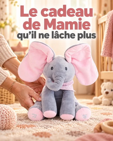 2 derniers jours - 50% de réduction - Peluche éléphant Cache-Cache