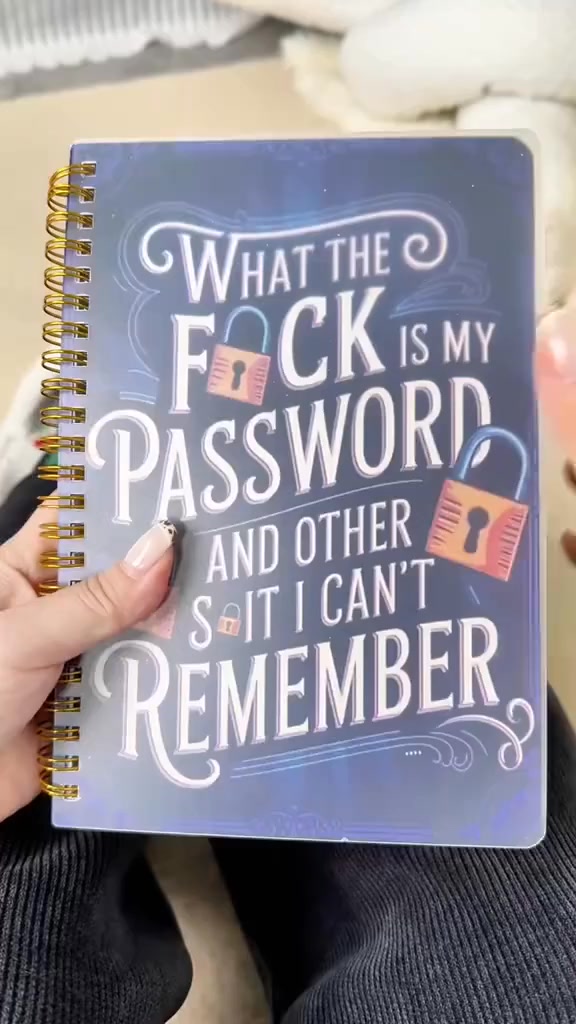 Funny Password Notebook - Spiral Bound with Lock Icons & Funny Security Phrases