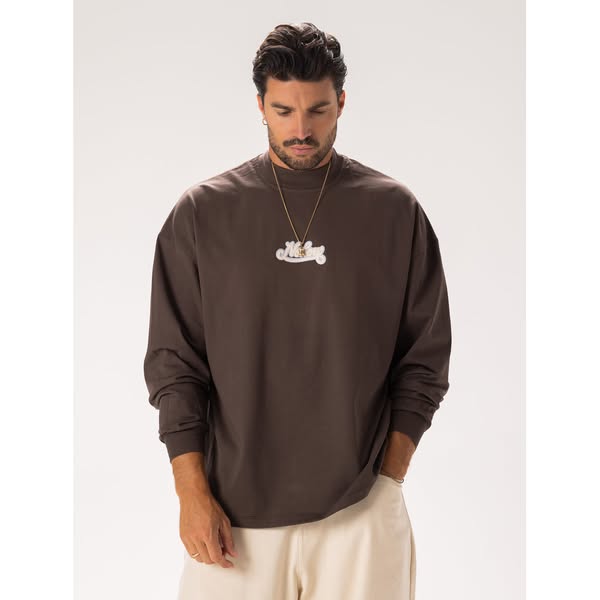 PRINTED OVER LONG T-SHIRT IN BROWN€99