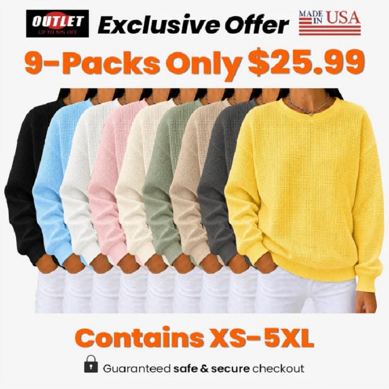 CLEARANCE SALEWomen's Waffle Knit Crewneck Sweatshirt