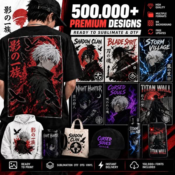 Anime Designs Ready for Sublimation & DTF
