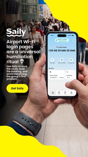 Get productive from touchdown. The Saily eSIM app gets you fast data in 200+ destinations.