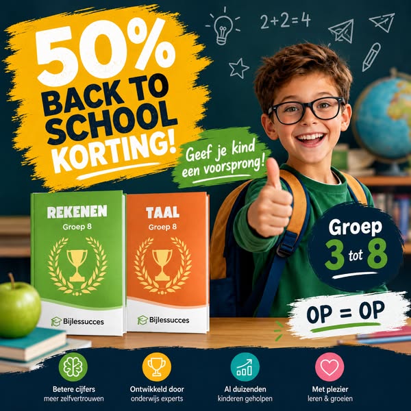 ALLEEN OP DIT MOMENT 50% BACK TO SCHOOL KORTING OP ALLE OEFENBOEKEN GROEP 3 T/M 8