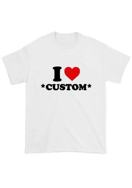 I Love Custom Personalized Chunky Shirt White / S