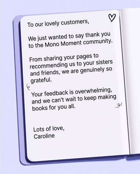 Thank you, from Caroline