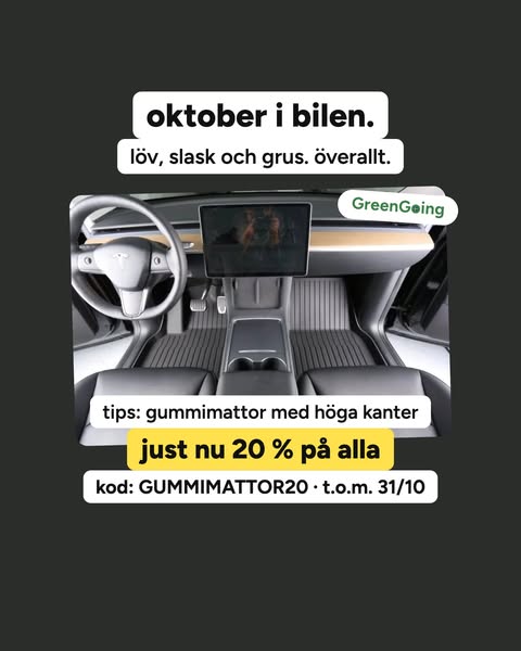 20 % rabatt på alla gummimattor oktober ut