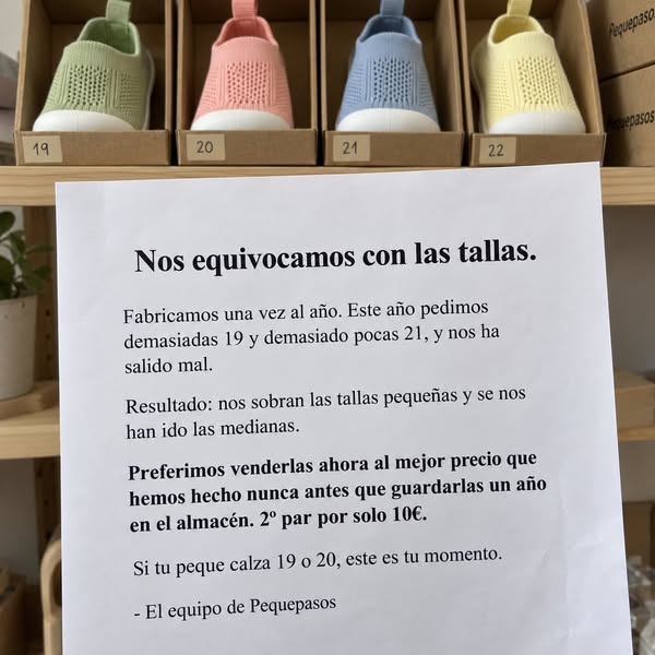 Nos sobran las tallas 19 y 20