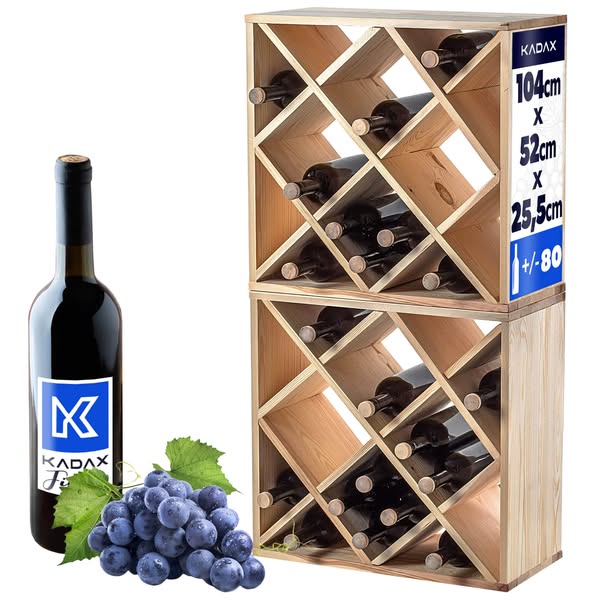 Regał na wino Loreo kratka drewniany jasny brąz 2szt