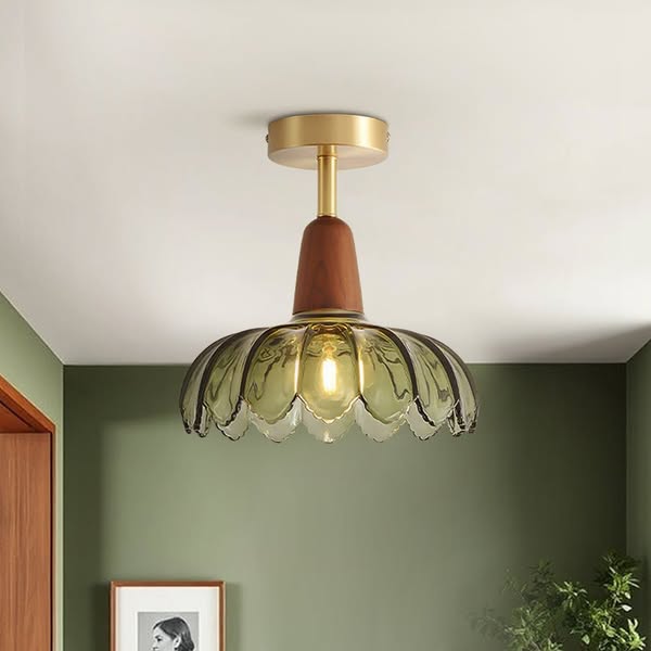 Green Lotus Glass Ceiling Light