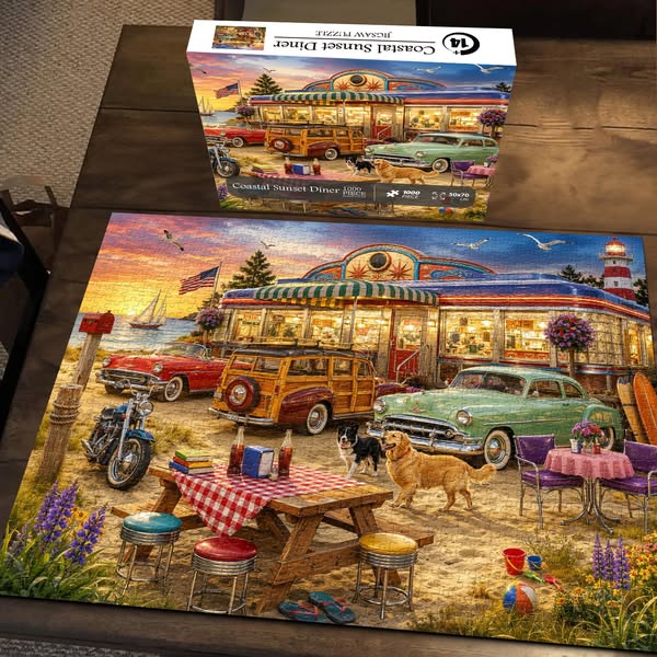 Coastal Sunset Diner Jigsaw Puzzle 1000 Pieces