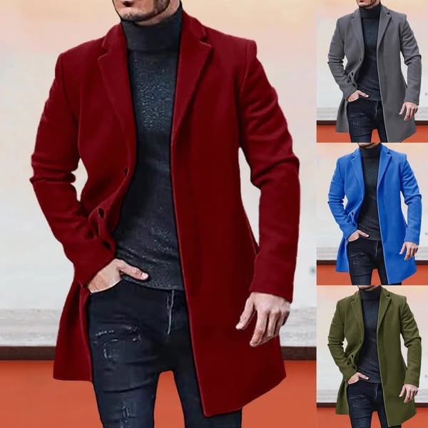 Men's Single Row Buckle Solid Color Jacket