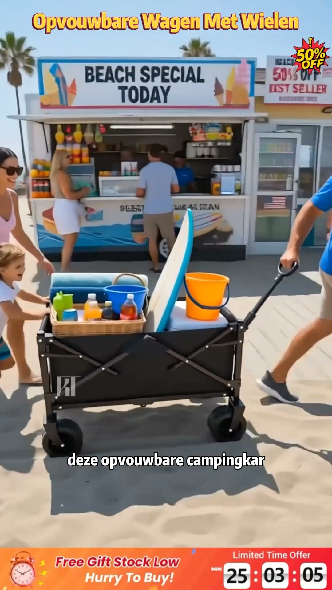 Zware spullen sjouwen naar het strand, de camping of de tuin – je rug erbij? Deze opvouwbare buitenwagen met verdikt koolstalen frame draagt
