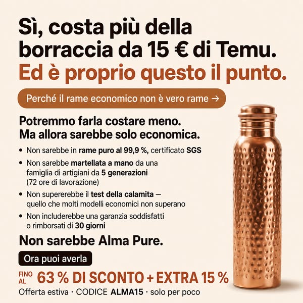 Puro rame. Garanzia a vita. Spedizione gratuita. Alma Pure™: l’investimento benessere che meriti.