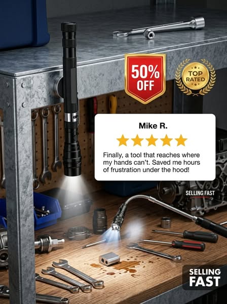 Telescoping‑Flex LED Magnetic Pick‑Up Tool