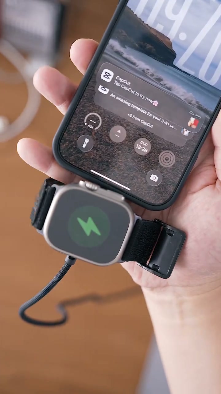 100W 2-in-1 Wireless Watch Charger & Super Fast Charging Type-C Cable (Compatible with Apple 15/17)