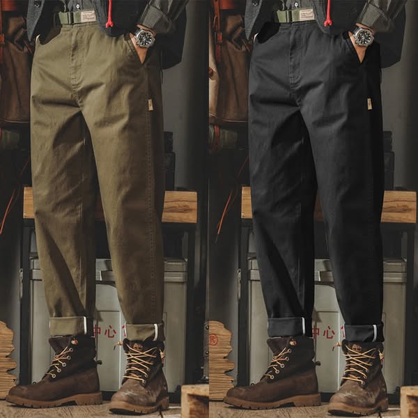 Vintage-inspirierte, gewaschene Chino-Hose für Herren mit schmal zulaufendem Bein