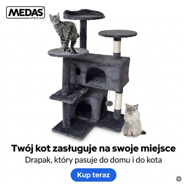 Wielopoziomowy drapak dla kota