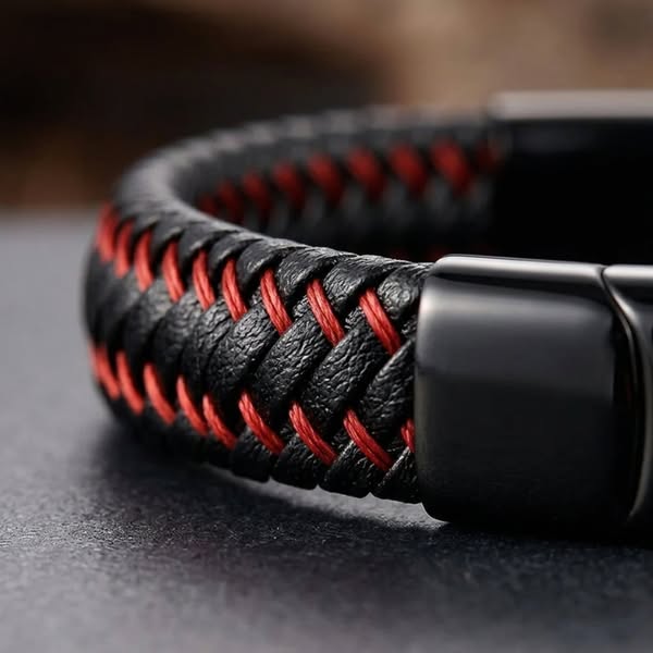 Coral Leather Bracelet