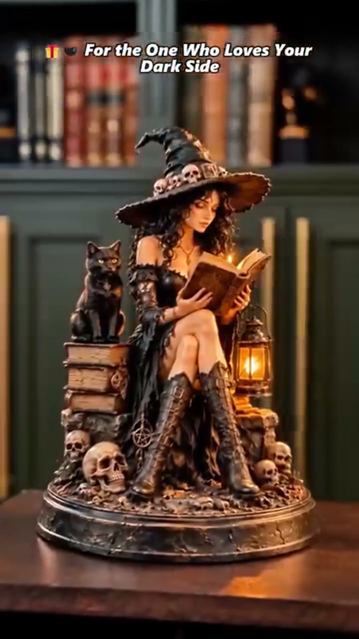 Till Death Do Us Part Gothic Witch & Skeleton Lovers Statue