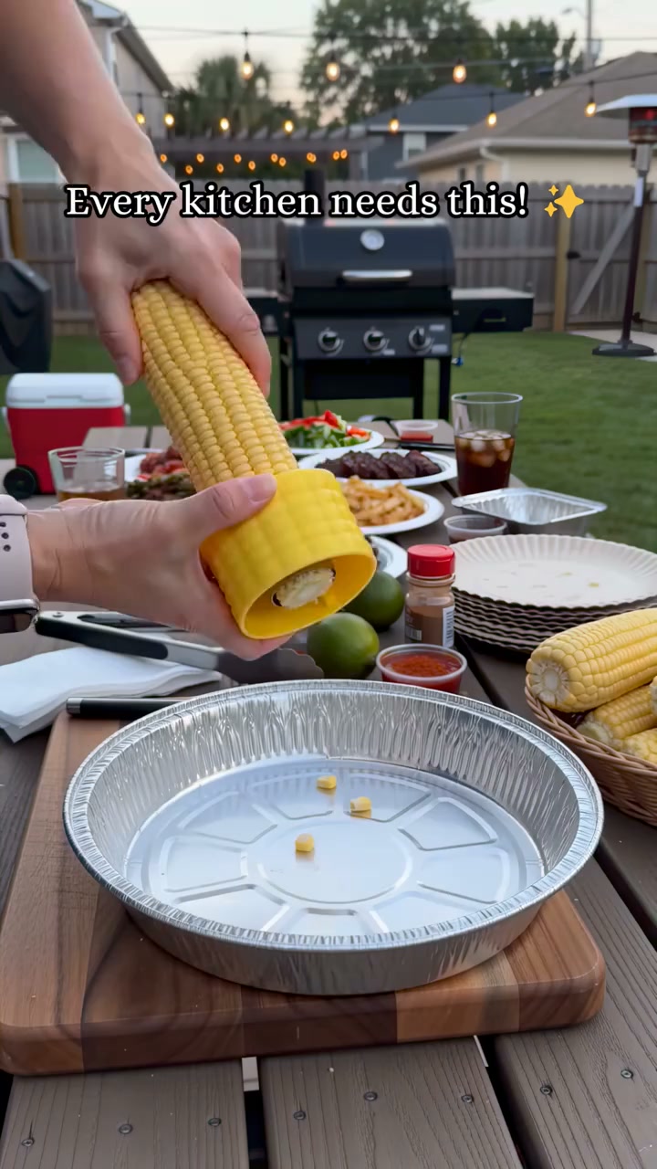 Manual corn kernel remover: run the cob through the stainless steel blade and rows of kernels slide off in seconds