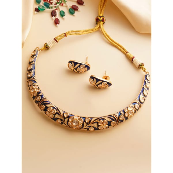 Meenakari Hasli Choker Necklace Set with StudsRated 4.95