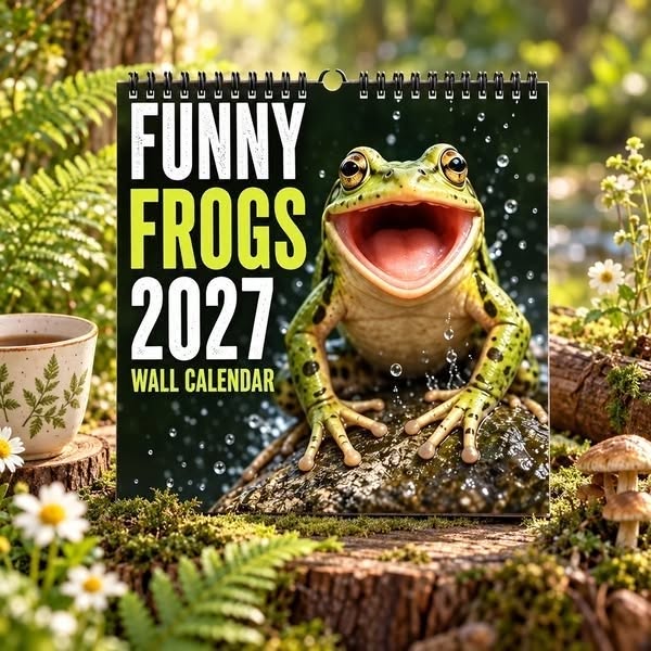 Funny Frogs 2027 Wall Calendar – Cute Humorous Frog Calendar, Quirky Amphibian Gift, Nature & Wildlife Decor - Buy 1