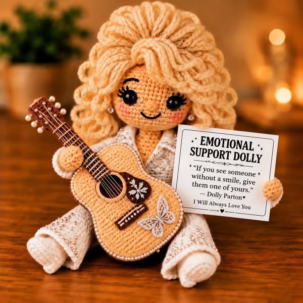 Handmade Crochet Emotional Support Dolls | Country‑Music‑Inspired Encouragement Keepsake Gift With Heartfelt Positive Message Cards