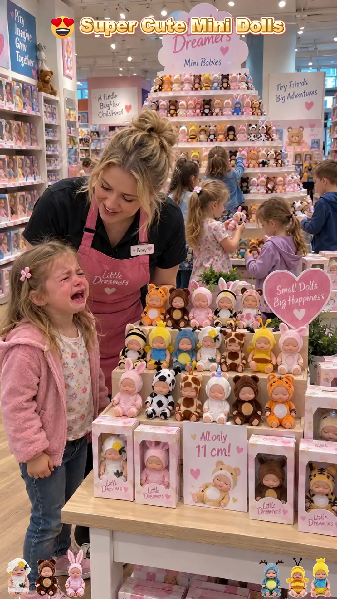 Mini babydockor – 6 söta djurstilar i ett litet samlarformat