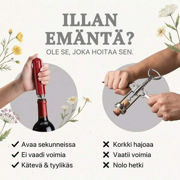 Viini auki sujuvasti parissa sekunnissa!