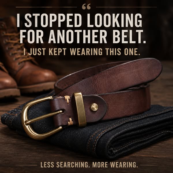 Giovanni Full-Grain Leather Belt for Men | Brass Buckle 3.3cm