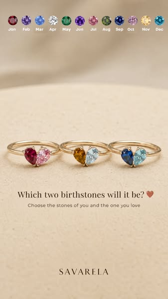 Two birthstones, one heart, one bond