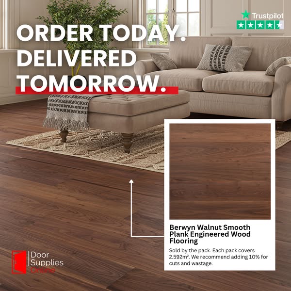 Berwyn Walnut Smooth Plank Engineered Wood Flooring