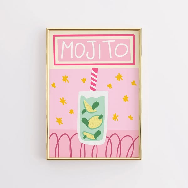 Mojito Wall Art Print - Summer Cocktail Kitchen Print