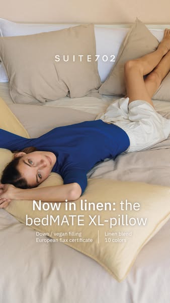Ontdek de bedMATE. Het unieke extra lange kussen, nu met linnen sloopjes