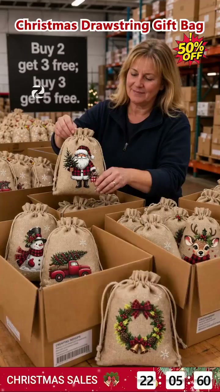 50% OFF !! Christmas Drawstring Gift Bags