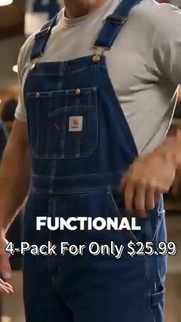 Mens Pack Flex Denim Bib Overalls — Adjustable Utility Ready