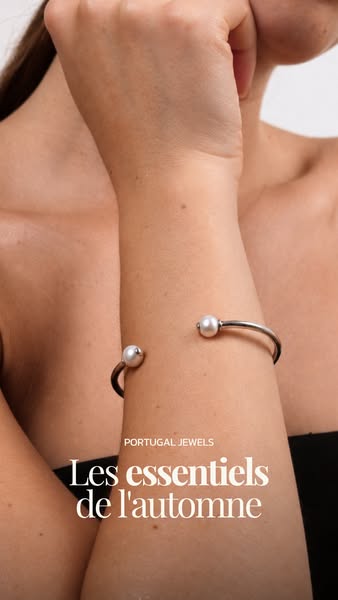 Bracelete Jonc em Prata com Pérolas