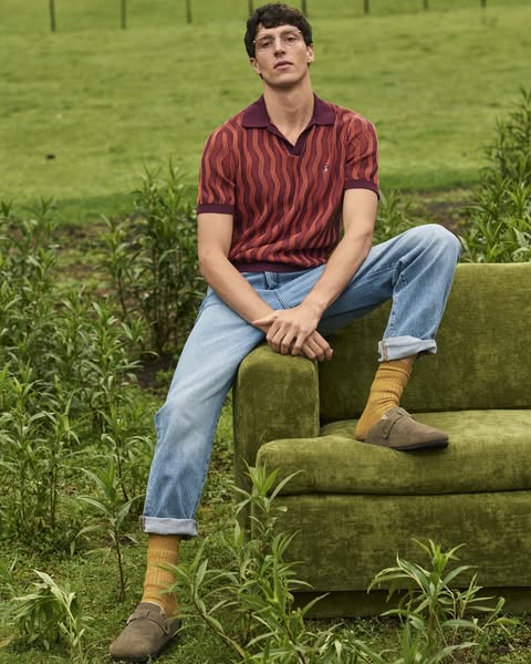 Icons Wavy Johnny Collar Sweater Polo In Port Royale
