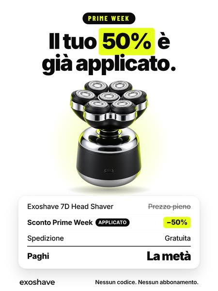 Approfitta oggi del 50% di sconto su Exoshave.