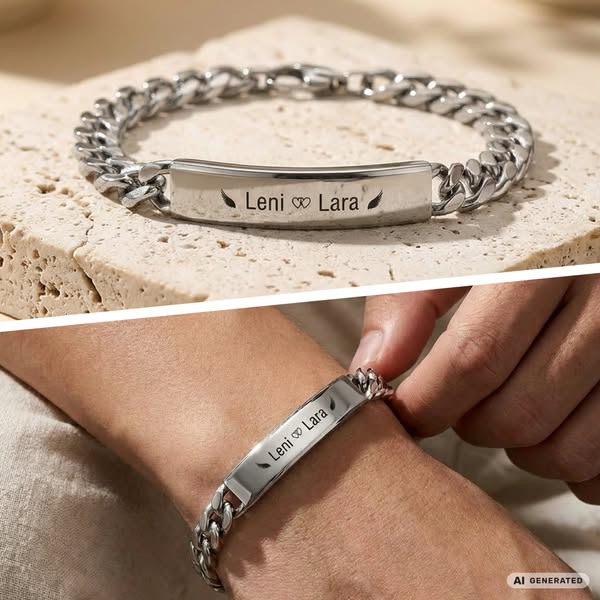 Für Herren: Panzerketten-Gravur-Armband