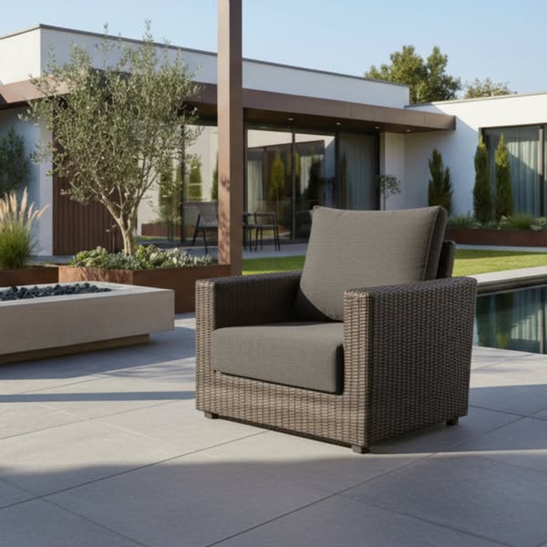 Desser Ascot Rattan Outdoor Armchair with Grey Cushion