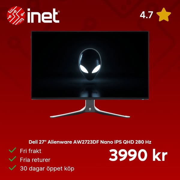 Dell 27" Alienware AW2723DF Nano IPS QHD 280 Hz