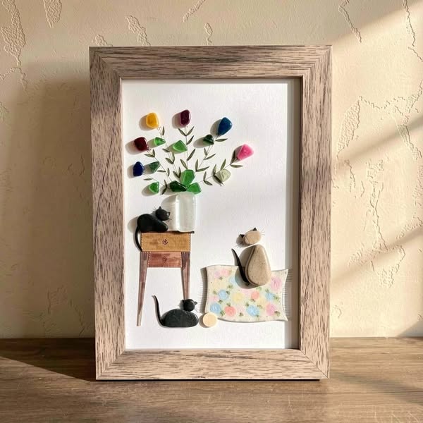 Colorful Sea Glass Art Framed Art