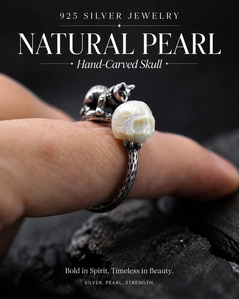 Carved Pearl Skull Jewelry